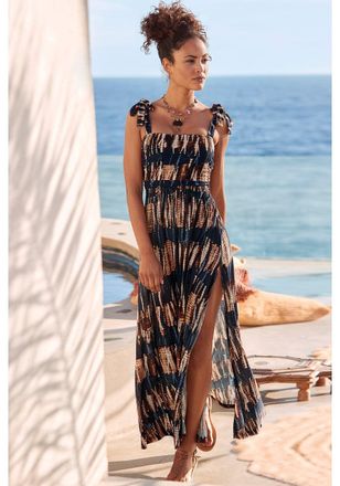 Lascana Womens Tie Strap Slit Maxi Dress