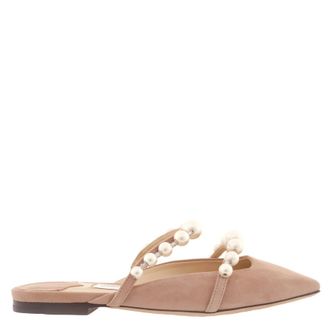 Jimmy Choo London Amaya Pearly Two-Band Suede Flats, Brand Size 34.5 ( US Size 4.5 )