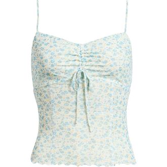 BP. Mesh Camisole in Ivory- Blue Daine Floral at Nordstrom, Size Xx-Small