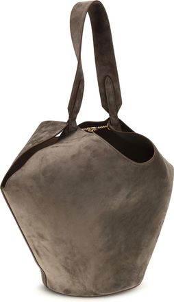 Khaite Womens Shoulder Bag Lotus Suede Cedar Calf Leather