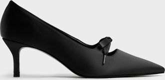 Charles & Keith Venetia Satin Bow Pointed Pumps