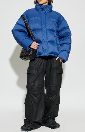 Balenciaga Down Jacket With Stand-up Collar, Mens, Blue