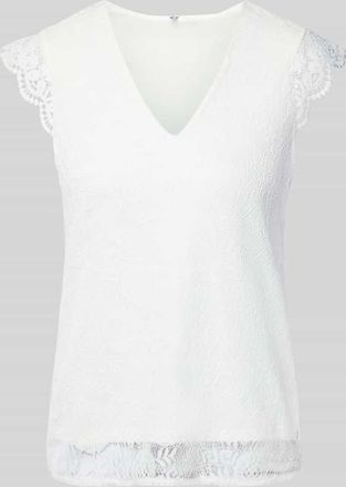 Pieces Slim Fit Blusentop mit Spitzenbesatz Modell OLLINE in Offwhite, Gr&ouml;&szlig;e XL