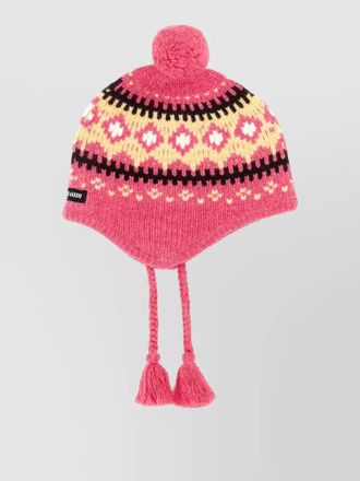 Miu Miu wool beanie hat braided tassels detail
