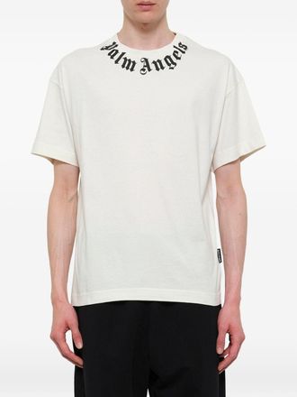 Palm Angels Logo-Print Cotton T-Shirt - Off-white