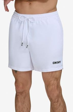 DKNY Core Solid Swim Trunks in White at Nordstrom Rack, Size Xx-Large