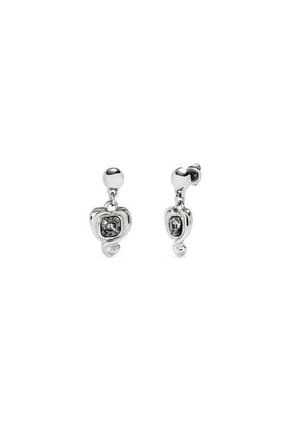 UNOde50 Heart & Crystal Drop Earrings in Silver at Nordstrom
