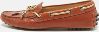 Tod's Tods Brown Leather Gommino Bow Slip On Loafers