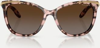 Ralph Lauren occhiali da sole cat-eye polarizzati con lenti marroni in tartarugato rosa lucido e oro