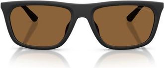 Emporio Armani 57mm Pillow Sunglasses in Matte Black /Brown at Nordstrom
