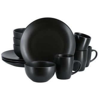 Gibson Home Everyday Plus 12 Piece Round Stoneware Dinnerware Set in Black at Nordstrom