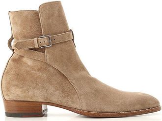 Saint Laurent Beige Calfskin Ankle Mens Boots