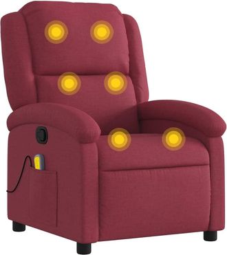 vidaXL Sill&oacute;n De Masaje Reclinable De Tela Color Vino Tinto Vidaxl