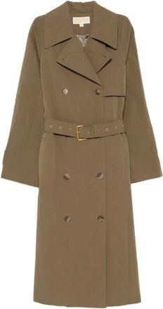 Michael Kors Oversized gewassen katoen en nylon trenchcoat - Dames - Trenchcoats - Groen - S - Katoen - Jassen