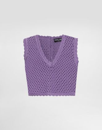 Dolce & Gabbana Crochet Crop Top - Woman Sweaters And Cardigans Purple 38