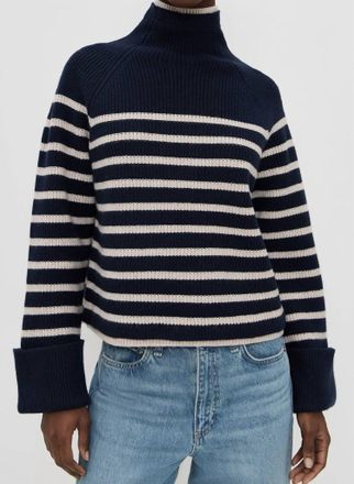 Rag & Bone Ilaria Turtleneck Top In Navy/white Stripe