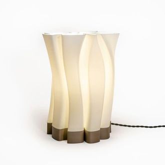 Jonathan Y Designs Flame 13.5 Modern Bohemian Plant-Based PLA 3D Printed Dimmable LED Table Lamp in White/brown at Nordstrom