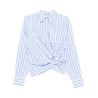 Sportmax Sportmax, Shirts, female, Blue, Size: XS Palmizi Cropped Cotton Shirt