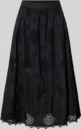 BA&SH Midirock aus Viskose mit Lochstickerei Modell MONA in Black, Gr&ouml;&szlig;e 34