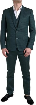 Dolce & Gabbana Smaragdgroen Slim Fit 3-Delig Pak - Heren - Business pakken - Groen - XS - Kostuums