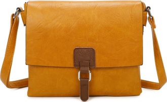 Generic Stylish and Sustainable Vegan Leather Crossbody PU Leather Satchel Bag: Ladies Shoulder Messenger - 27x23x3cm (Yellow)