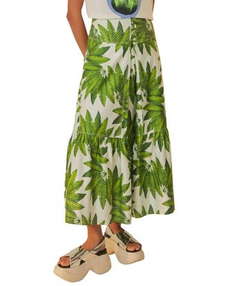Farm Rio Farm Rio Palm Fan Off-White Maxi Skirt