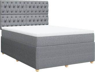 vidaXL Vidaxl - Cama Box Spring Con Colch&oacute;n Tela Gris Claro 140x200 Cm