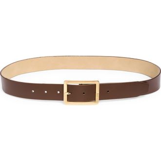 Steve Madden Ribbed Buckle Faux Leather Belt in Brown at Nordstrom Rack, Size X-Large
