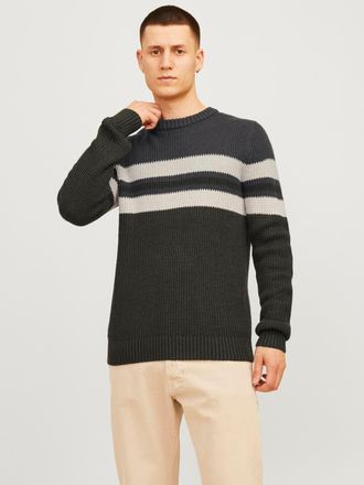 Jack & Jones Rundhalspullover JACK & JONES JJSANDER KNIT CREW NECK, Herren, Gr. XS, gr&uuml;n (rosin detail:blocking), Strick, Obermaterial: 74% Polyacryl, 26% Baumwoll