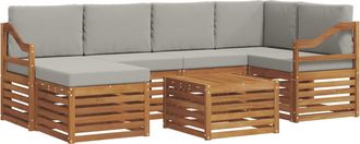 vidaXL Conjunto De Sof&aacute;s De Exterior 7 Uds. Gris Natural Y Claro Vidaxl