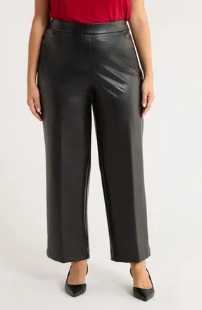 Kasper Faux Leather Pants in Black at Nordstrom, Size 2X