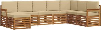 vidaXL Conjunto De Sof&aacute;s De Exterior 8 Uds. Natural Y Beige Vidaxl