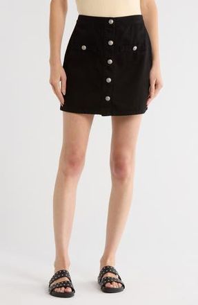 L'agence Kris Button Front Cotton A-Line Miniskirt in Noir at Nordstrom Rack, Size 25