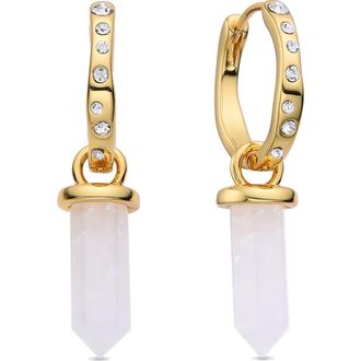 Eye Candy Los Angeles Clear Quartz Huggie Hoop Earrings in Gold at Nordstrom Rack