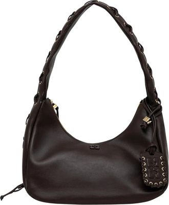 Ganni Medium Laces Hobo Bag - Dames - Schoudertassen - Bruin - ONE Size - Katoen - Tassen