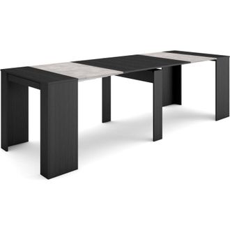 Skraut Home Mesa Consola Extensible, Mesa Comedor Plegable, 260, Para 12 Comensales, Comedor Y Cocina, Estilo Moderno, Negro - Skraut Home