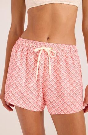 Roxy Hot Tropics Cover-Up Shorts in Strawberry at Nordstrom Rack, Size X-Large