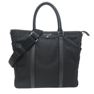 Prada Black Nylon Leather Briefcase (Pre-Owned)