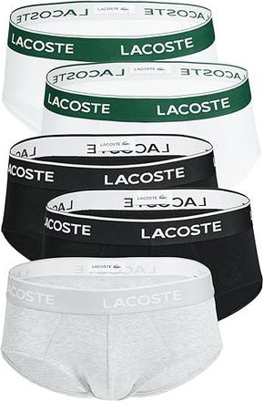 Lacoste 5 Pack Underwear Briefs Mens Underwear Black/White/Grey Chine : XXL (EUR 8), Cotton/Elastane