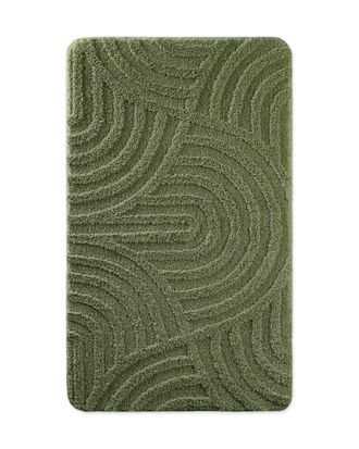 Wecon Home Alfombra de ba&ntilde;o en relieve verde oliva 70x120