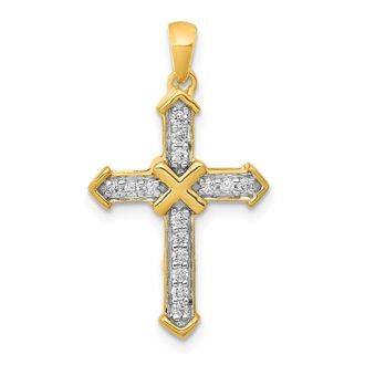 Diamond2Deal 14k Yellow Gold 1/5 carat Diamond Passion Cross Pendant