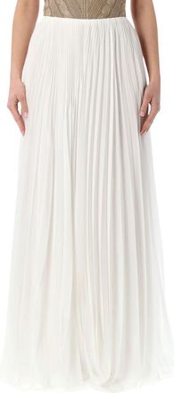 Ralph Lauren White Pleated Long Skirt