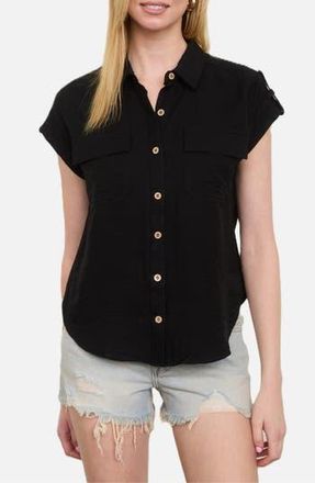 Blu Pepper Button Front Shirt in Black at Nordstrom Rack, Size Medium
