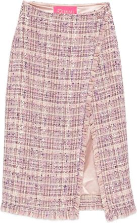 Miau by Clara Rotescu Sandi frayed slit midi skirt - Rosa