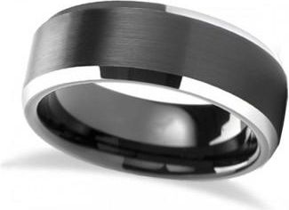 Allurez Beveled Edge with Black Brushed Carbide Tungsten Wedding Band (6mm)