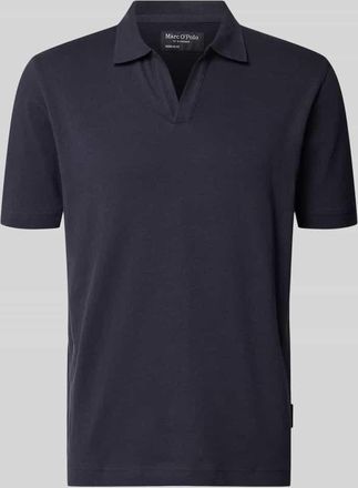 Marc O'Polo Regular Fit Poloshirt aus Baumwoll-Leinen-Mix in Marine, Gr&ouml;&szlig;e XXXL