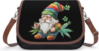 Generic St. Patricks Day Gnome Weed Small Womens Crossbody Bags Shoulder Handbag with Adjustable Strap for Travel