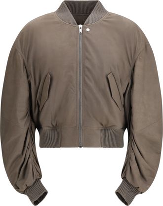 Rick Owens Mens Bomber Jacket Secchia Flight Lambskin Dust