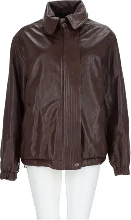 Magda Butrym Brown Elasticated Hem Sheepskin Leather Jacket
