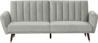 Beliani Beliani - Divano Letto In Velluto Grigio Chiaro Vimmerby